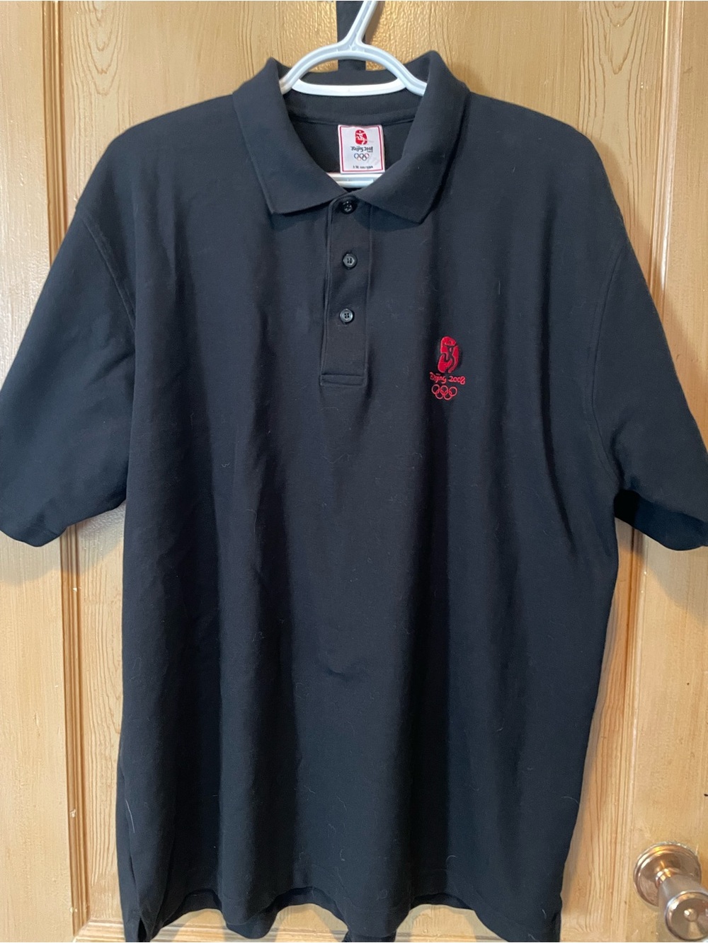 Official Beijing 2008 Olympics Black Short Sleeve Polo